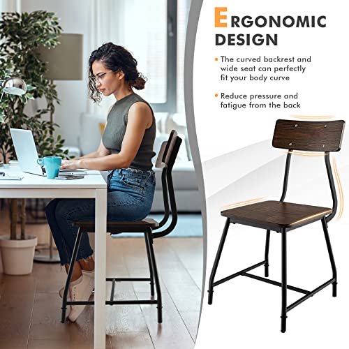 GOFLAME Dining Chair Set of 4, Kitchen Side Chairs with Sturdy Metal Legs, Adjustable Non-Slip Footpads, Ergonomic Backrest, Vintage Kitchen armless Chair for Restaurant, Dining Room