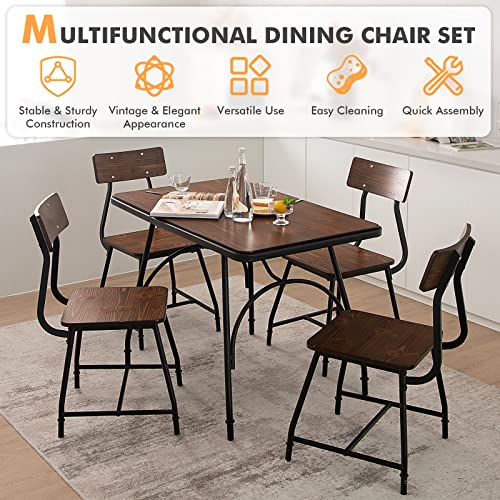 GOFLAME Dining Chair Set of 4, Kitchen Side Chairs with Sturdy Metal Legs, Adjustable Non-Slip Footpads, Ergonomic Backrest, Vintage Kitchen armless Chair for Restaurant, Dining Room