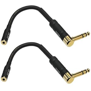 cncess cess-238 right angle 1/4 inch trs to 3.5mm right angle adapter,6.35mm male to 3.5mm female stereo headphone audio adapter