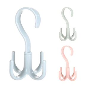 skllkagi closet hanging organizer 360 degree swivel hooks (pack of 3) for hanging belts, ties, bags, purses, scarves, clothes and more. easy installation, no drilling required, space saving.