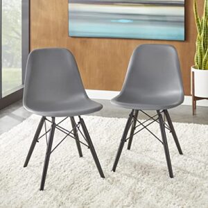 albert plastic moulded seat dining chair set of 2 (gray)
