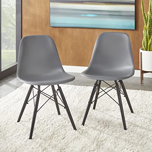 Albert Plastic Moulded Seat Dining Chair Set of 2 (Gray)
