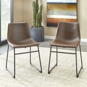 george pu leather dining chair set of 2 (brown)