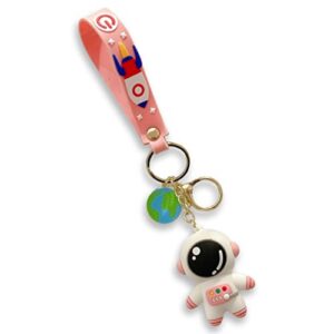 aivyna cute astronaut airtag loop key ring silicone case compatible with air tag (pink)