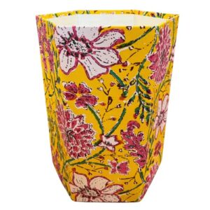 waste basket | decorative small waste basket | cute bedroom trash can | pink trash can (yellow & pink)