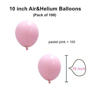 10 inch Pastel Pink Party Balloons, 100 pcs Macaron Pink Latex Balloons Light Pink Birthday Balloons (Pastel Pink)