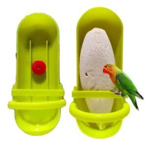 bird feeding cup rack plastic cuttlebone holder bird cage storage bowl stand parrot food holder for budgies parakeet cockatiel conure lovebird color randomly(without cuttlebone)
