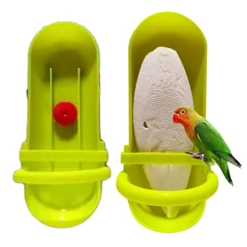 Bird Feeding Cup Rack Plastic Cuttlebone Holder Bird Cage Storage Bowl Stand Parrot Food Holder for Budgies Parakeet Cockatiel Conure Lovebird Color Randomly(Without Cuttlebone)