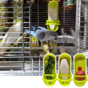 Bird Feeding Cup Rack Plastic Cuttlebone Holder Bird Cage Storage Bowl Stand Parrot Food Holder for Budgies Parakeet Cockatiel Conure Lovebird Color Randomly(Without Cuttlebone)