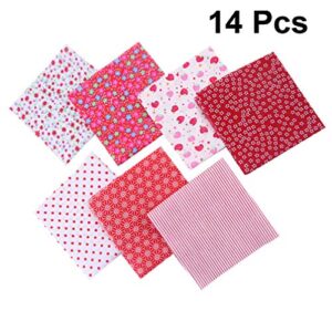 ABOOFAN Cotton Sheets Cotton Sheets Craft Fabric Bundle Patchwork Squares Floral Printed Cotton Craft Fabric for Home Cloth DIY Artcraft Accessory (Red) Floral Bed Sheets Cotton Bed Sheets
