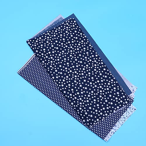 ABOOFAN Embroidery Fabric Floral Cotton Fabric Bundle Cotton Square Quilting Fabric Sewing Patchwork Cloths DIY Scrapbooking Crafts Supplies for Bag Wallet Purse (Navy) Quilted Fabric