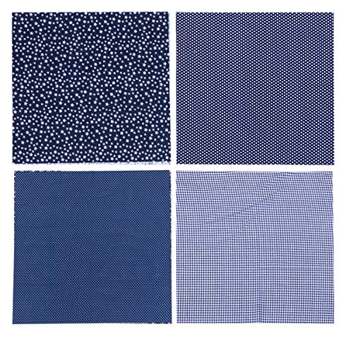 ABOOFAN Embroidery Fabric Floral Cotton Fabric Bundle Cotton Square Quilting Fabric Sewing Patchwork Cloths DIY Scrapbooking Crafts Supplies for Bag Wallet Purse (Navy) Quilted Fabric