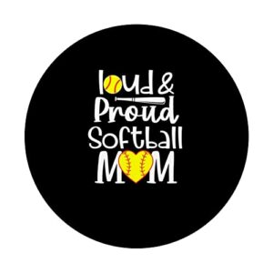 Funny Quote Loud Proud Bleached Softball Mom PopSockets Swappable PopGrip