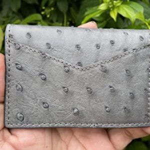 Doubleside Grey Body Ostrich leather skin Credit Cardholder, leather credit cardcase, leather creditcard cover