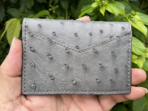 Doubleside Grey Body Ostrich leather skin Credit Cardholder, leather credit cardcase, leather creditcard cover