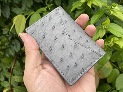 Doubleside Grey Body Ostrich leather skin Credit Cardholder, leather credit cardcase, leather creditcard cover