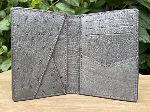 Doubleside Grey Body Ostrich leather skin Credit Cardholder, leather credit cardcase, leather creditcard cover