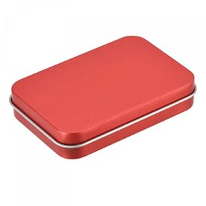 uxcell metal tin box, 3.43" x 2.36" x 0.71" rectangular empty tinplate storage containers with lids, red