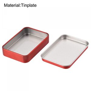 uxcell Metal Tin Box, 3.43" x 2.36" x 0.71" Rectangular Empty Tinplate Storage Containers with Lids, Red