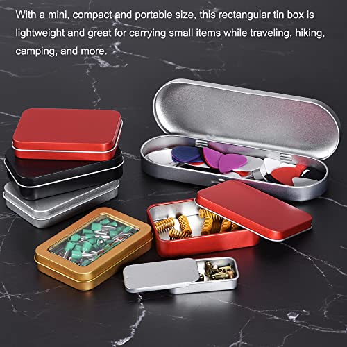 uxcell Metal Tin Box, 3.43" x 2.36" x 0.71" Rectangular Empty Tinplate Storage Containers with Lids, Red
