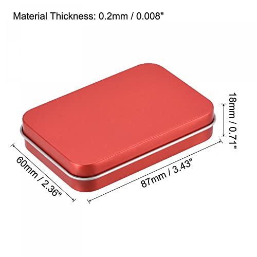 uxcell Metal Tin Box, 3.43" x 2.36" x 0.71" Rectangular Empty Tinplate Storage Containers with Lids, Red