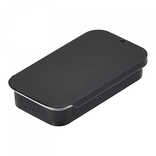 uxcell Metal Tin Box, 8pcs 2.36" x 1.18" x 0.43" Rectangular Empty Tinplate Storage Containers with Sliding Lids, Black