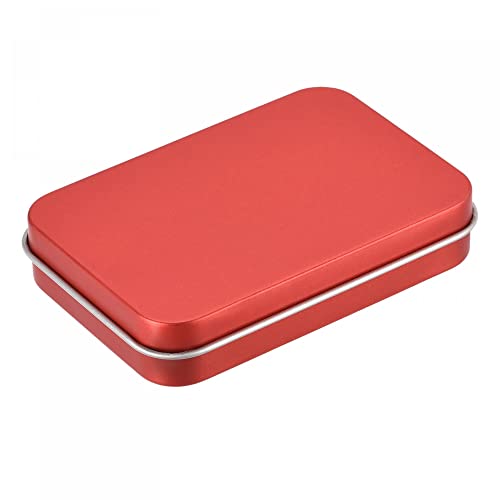 uxcell Metal Tin Box, 3pcs 3.43" x 2.36" x 0.71" Rectangular Empty Tinplate Storage Containers with Lids, Red