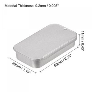 uxcell Metal Tin Box, 3pcs 2.36" x 1.18" x 0.43" Rectangular Empty Tinplate Storage Containers with Sliding Lids, Silver Tone