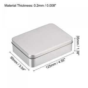 uxcell Metal Tin Box, 4.92" x 3.54" x 1.38" Rectangular Empty Tinplate Containers with Lids, Silver Tone, for Home Organizer, Candles, Gifts, Car Keys, Crafts Storage