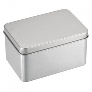 uxcell metal tin box, 4pcs 4.21" x 2.87" x 2.36" rectangular empty tinplate storage containers with lids, silver tone