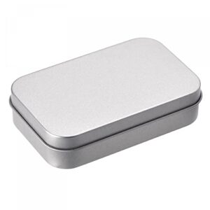 uxcell metal tin box, 10pcs 3.74" x 2.36" x 0.87" rectangular empty tinplate storage containers with lids, silver tone