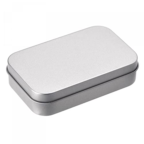 uxcell Metal Tin Box, 10pcs 3.74" x 2.36" x 0.87" Rectangular Empty Tinplate Storage Containers with Lids, Silver Tone