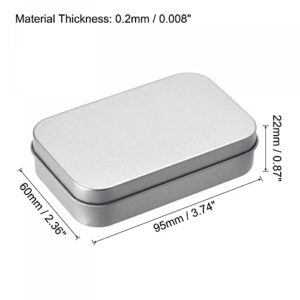 uxcell Metal Tin Box, 10pcs 3.74" x 2.36" x 0.87" Rectangular Empty Tinplate Storage Containers with Lids, Silver Tone