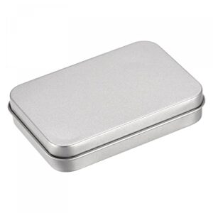 uxcell metal tin box, 12pcs 3.43" x 2.36" x 0.71" rectangular empty tinplate storage containers with lids, silver tone