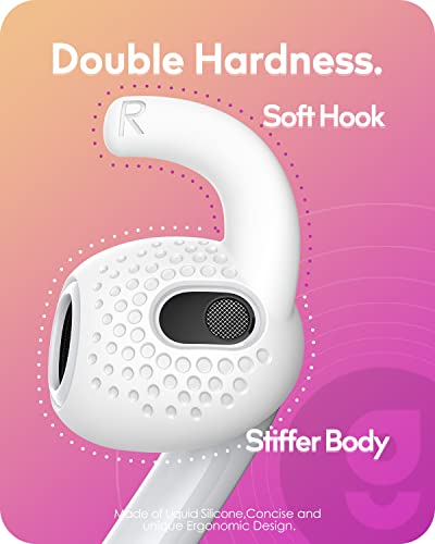 Gcioii - Upgraded Ear Hooks Covers for AirPods 3 [Added Storage Pouch] Sport Anti Slip Ear Tips Wings, Grip Tips Accessories Compatible with Apple AirPods 3rd Generation (White,3 Pairs)