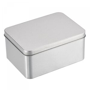 uxcell metal tin box, 3pcs 4.92" x 3.54" x 2.36" rectangular empty tinplate storage containers with lids, silver tone