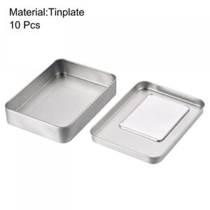 uxcell Metal Tin Box, 10pcs 4.53" x 3.35" x 0.87" Rectangular Empty Tinplate Storage Containers with Clear Window Lids, Silver Tone