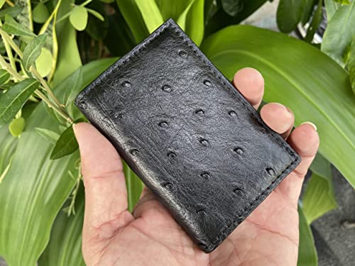 Double side Black Body Ostrich leather skin Credit Cardholder, leather credit cardcase, leather creditcard cover