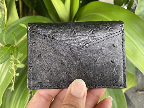 Double side Black Body Ostrich leather skin Credit Cardholder, leather credit cardcase, leather creditcard cover