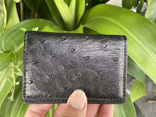 Double side Black Body Ostrich leather skin Credit Cardholder, leather credit cardcase, leather creditcard cover