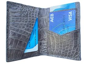 double side grey crocodile alligator leather skin credit cardholder, leather credit cardcase, leather creditcard cover