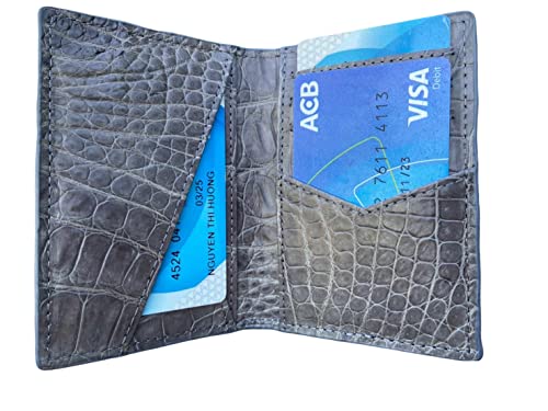 Double side Grey Crocodile Alligator leather skin Credit Cardholder, leather credit cardcase, leather creditcard cover