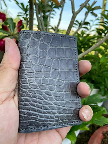 Double side Grey Crocodile Alligator leather skin Credit Cardholder, leather credit cardcase, leather creditcard cover