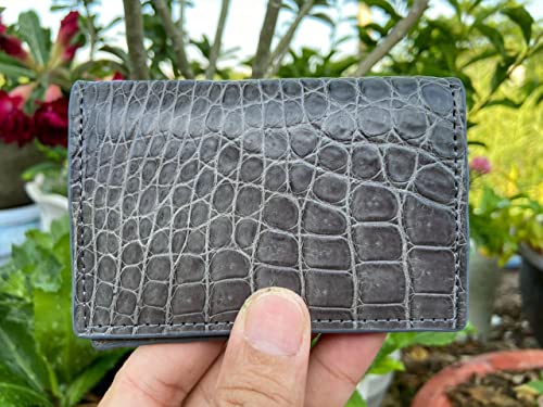 Double side Grey Crocodile Alligator leather skin Credit Cardholder, leather credit cardcase, leather creditcard cover