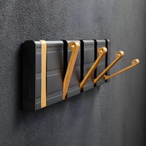 Aluminium Folding Hideaway Coat Hooks, Modern Wall Floating Coat Hook Rack Space-Saving Coat Hanger for Coats, Hats, Scarves, Key (Gold)