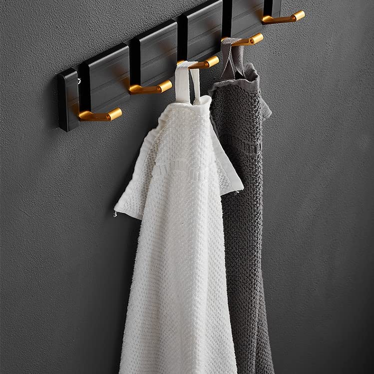 Aluminium Folding Hideaway Coat Hooks, Modern Wall Floating Coat Hook Rack Space-Saving Coat Hanger for Coats, Hats, Scarves, Key (Gold)