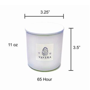 VAVERA Fraser Fir Long Burning Wooden Wick Natural Soy Luxury Pine Scented Candles (11oz/60 hr/Matte White Jar). Smells Like Real Pine Tree! Vegan Soy Candles Hand-Crafted in The USA.