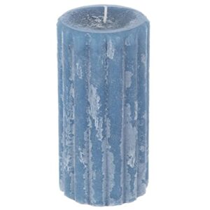 coastal blue distressed pillar candle 6 inch by 3 inch - beach cottage decor