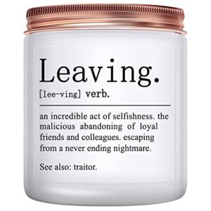 funny going away gift for coworker- farewell gifts for coworker, leaving definition candle for him or her, naughty new job gifts for women, lavender scented candles