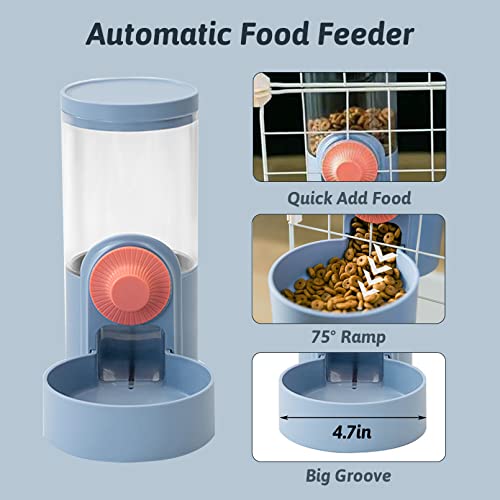 BNOSDM Rabbit Automatic Food Feeder Hanging Gravity Bunny Food Dispenser Small Animals Self Feeding Bowl for Cages 30 oz Capacity Container for Ferret Rabbits Kittens Punnies